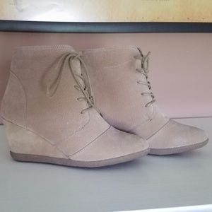 Tan Wedged Booties